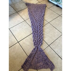 Handmade Crocheted Chunky Warm Soft Mermaid Tail Purple 77"Long Blanket Nautical